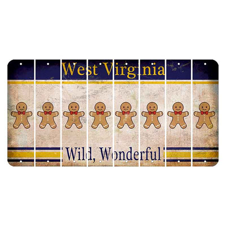 West Virginia Wild Wonderful Cut License Plate Strips (Set of 8) Gingerbread Man