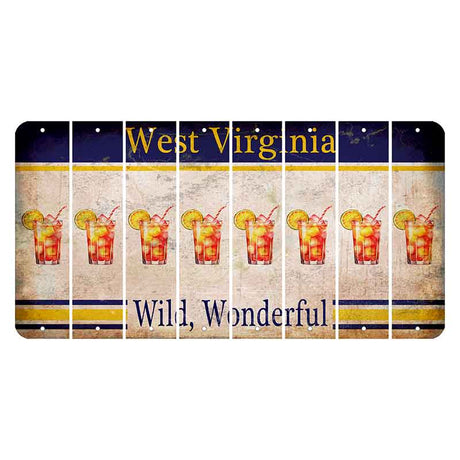 West Virginia Wild Wonderful Cut License Plate Strips (Set of 8) Cocktail