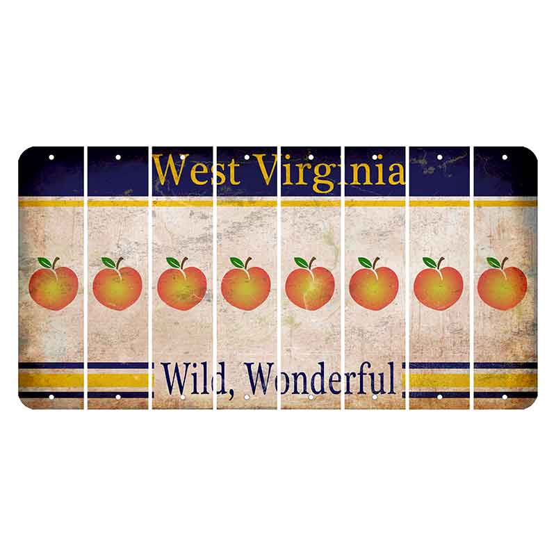 West Virginia Wild Wonderful Cut License Plate Strips (Set of 8) Peach