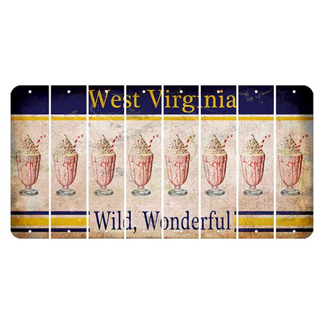 West Virginia Wild Wonderful Cut License Plate Strips (Set of 8) Milkshake