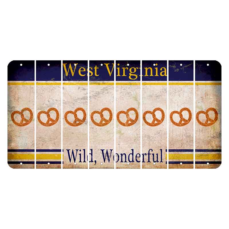 West Virginia Wild Wonderful Cut License Plate Strips (Set of 8) Pretzel