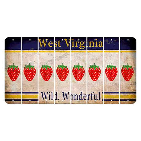 West Virginia Wild Wonderful Cut License Plate Strips (Set of 8) Strawberry