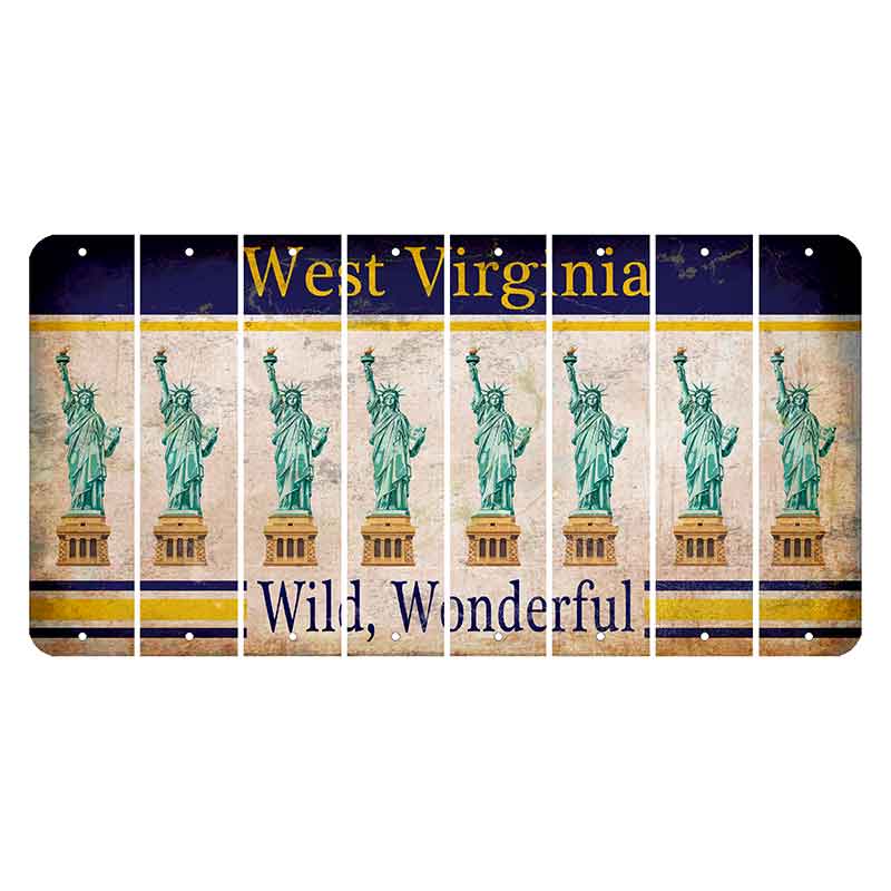 West Virginia Wild Wonderful Cut License Plate Strips (Set of 8) Statue of Liberty