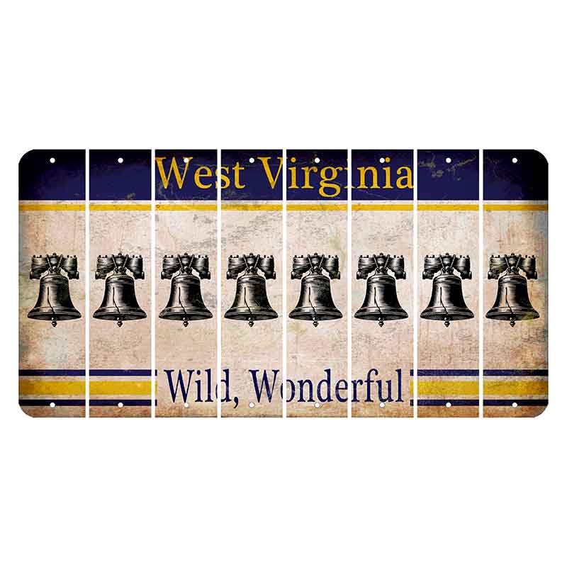 West Virginia Wild Wonderful Cut License Plate Strips (Set of 8) Liberty Bell