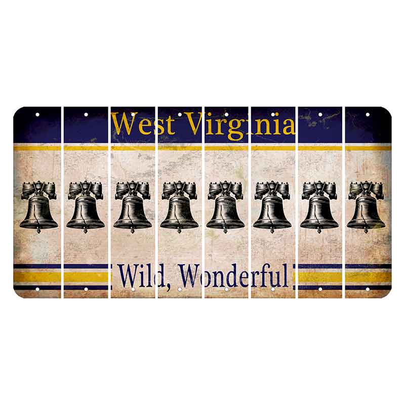 West Virginia Wild Wonderful Cut License Plate Strips (Set of 8) Liberty Bell