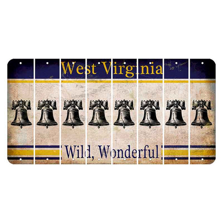 West Virginia Wild Wonderful Cut License Plate Strips (Set of 8) Liberty Bell