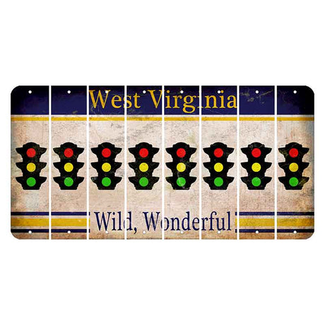 West Virginia Wild Wonderful Cut License Plate Strips (Set of 8) Traffic Light