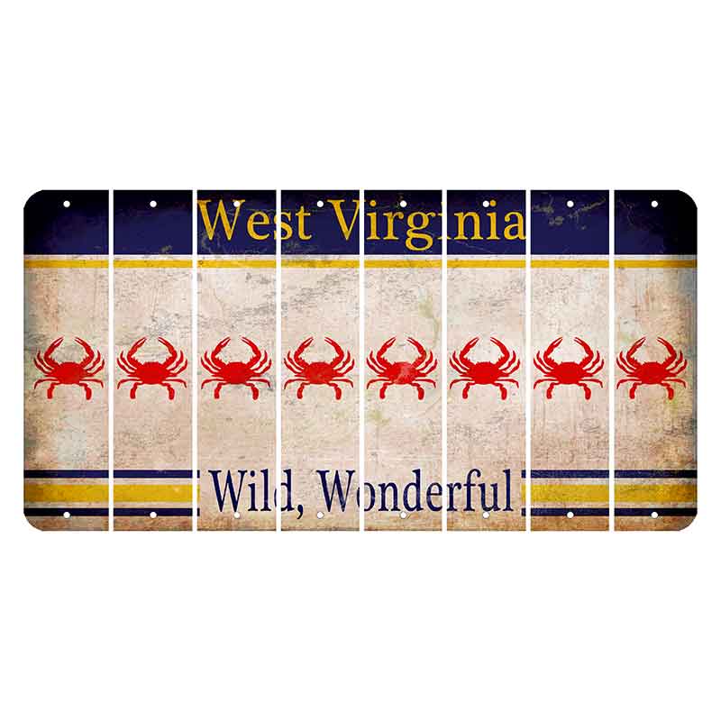 West Virginia Wild Wonderful Cut License Plate Strips (Set of 8) Crab