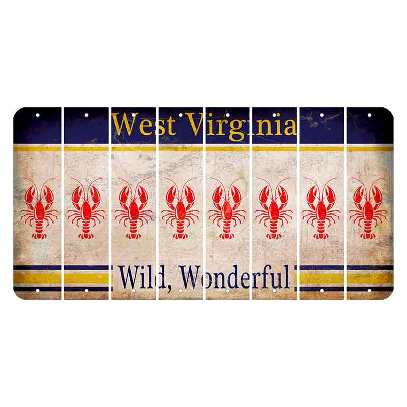 West Virginia Wild Wonderful Cut License Plate Strips (Set of 8) Lobster