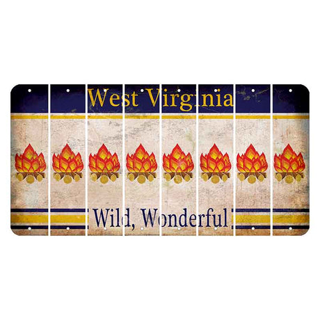 West Virginia Wild Wonderful Cut License Plate Strips (Set of 8) Campfire