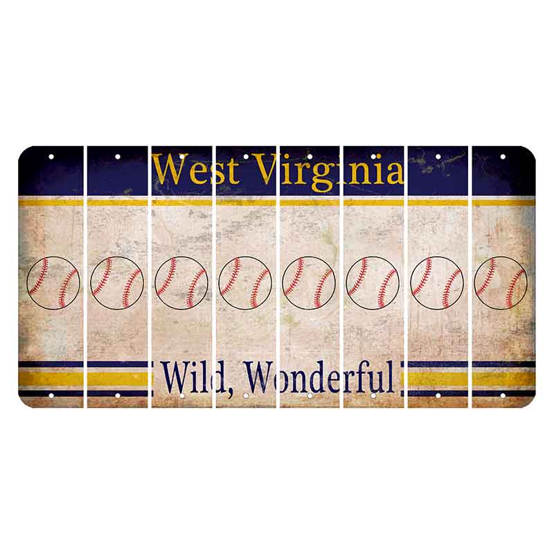 West Virginia Wild Wonderful Cut License Plate Strips (Set of 8) Baseball