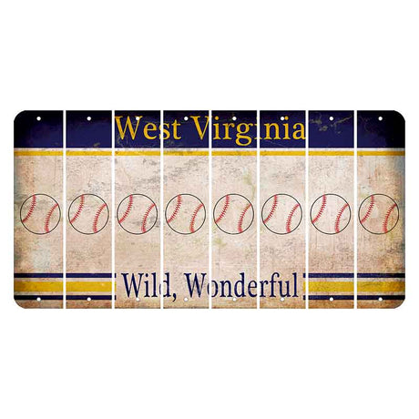 West Virginia Wild Wonderful Cut License Plate Strips (Set of 8) Baseball