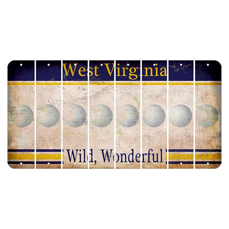 West Virginia Wild Wonderful Cut License Plate Strips (Set of 8) Golfball