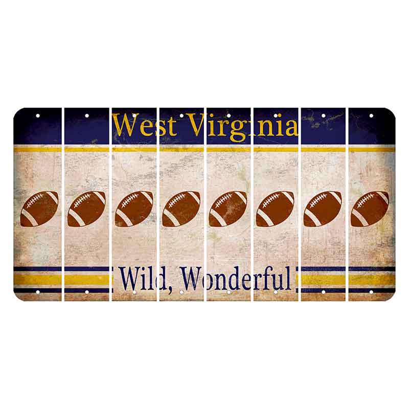 West Virginia Wild Wonderful Cut License Plate Strips (Set of 8) Football