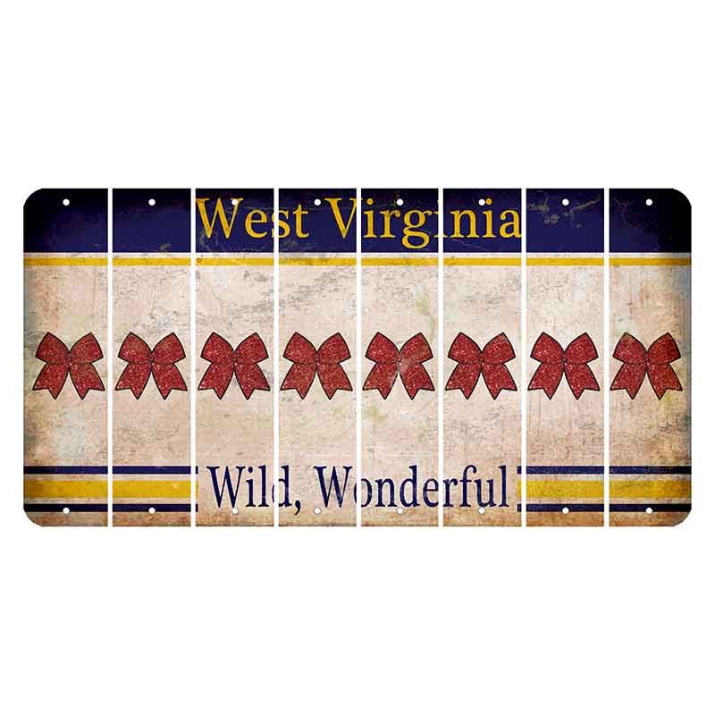 West Virginia Wild Wonderful Cut License Plate Strips (Set of 8) Cheer Bow