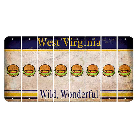 West Virginia Wild Wonderful Cut License Plate Strips (Set of 8) Hamburger