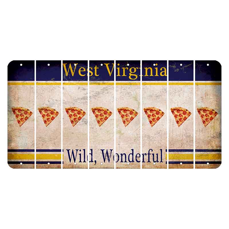 West Virginia Wild Wonderful Cut License Plate Strips (Set of 8) Pizza