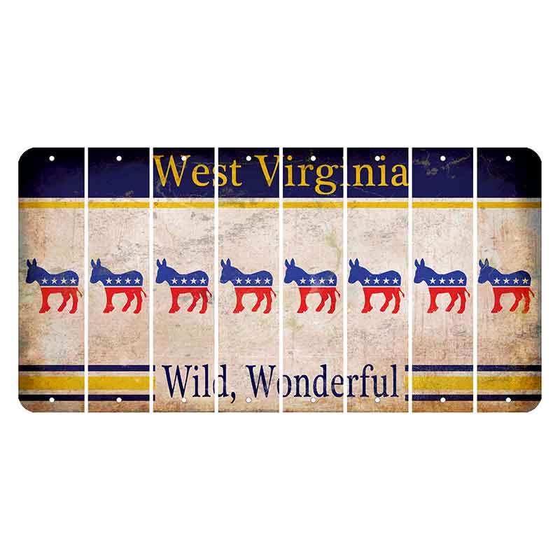 West Virginia Wild Wonderful Cut License Plate Strips (Set of 8) Democrat