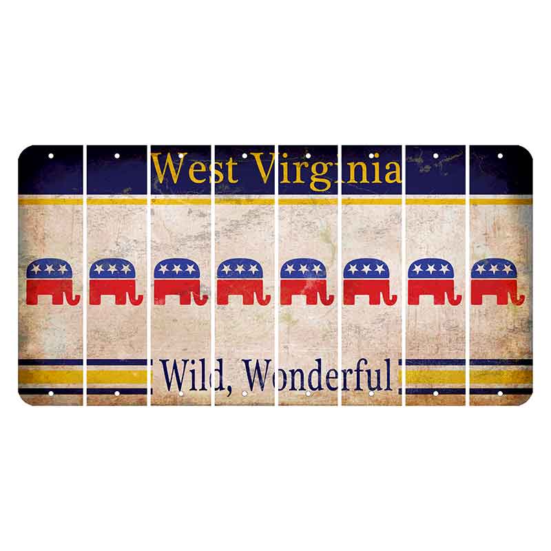 West Virginia Wild Wonderful Cut License Plate Strips (Set of 8) Republican