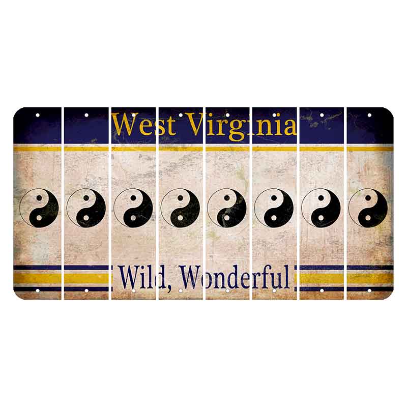 West Virginia Wild Wonderful Cut License Plate Strips (Set of 8) Yin Yang