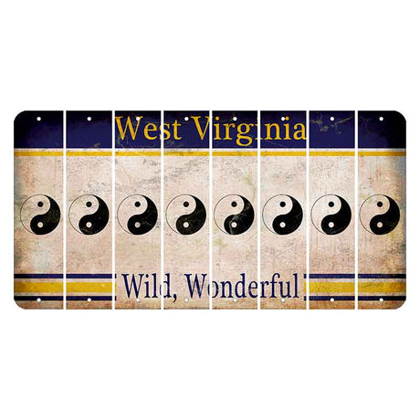 West Virginia Wild Wonderful Cut License Plate Strips (Set of 8) Yin Yang