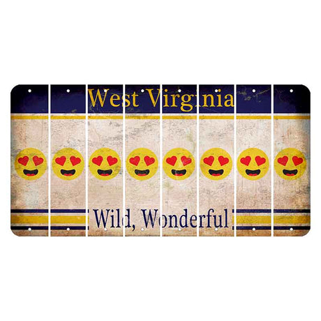 West Virginia Wild Wonderful Cut License Plate Strips (Set of 8) Emoji - Heart Eyes