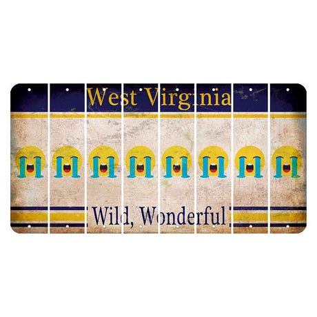 West Virginia Wild Wonderful Cut License Plate Strips (Set of 8) Emoji - Crying