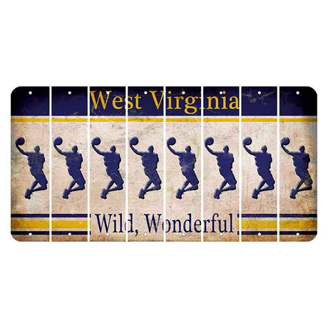 West Virginia Wild Wonderful Cut License Plate Strips (Set of 8) Basketball Player