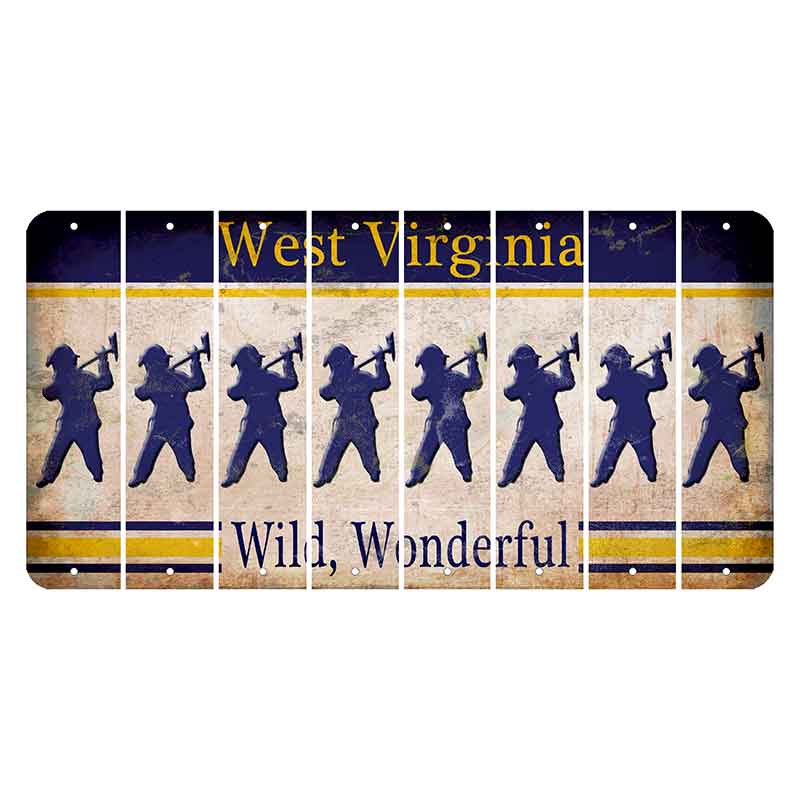 West Virginia Wild Wonderful Cut License Plate Strips (Set of 8) Fireman with Axe