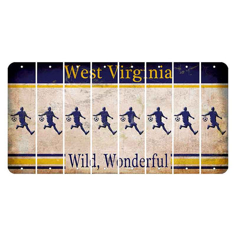 West Virginia Wild Wonderful Cut License Plate Strips (Set of 8) Soccer Player