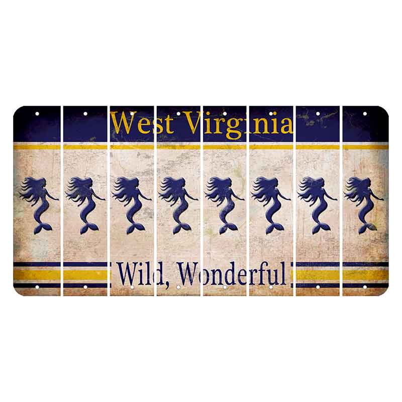 West Virginia Wild Wonderful Cut License Plate Strips (Set of 8) Mermaid