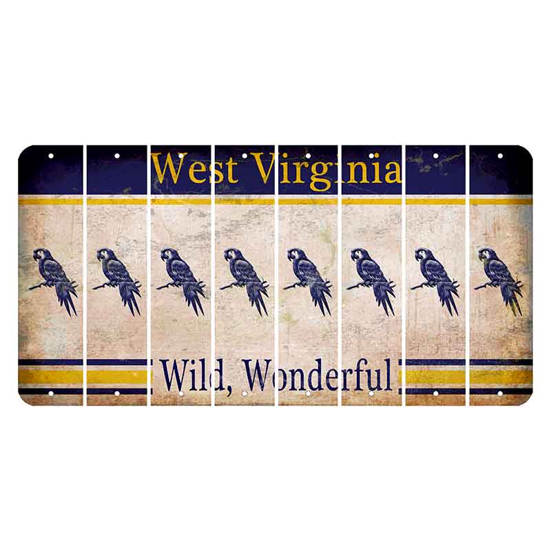 West Virginia Wild Wonderful Cut License Plate Strips (Set of 8) Parrot