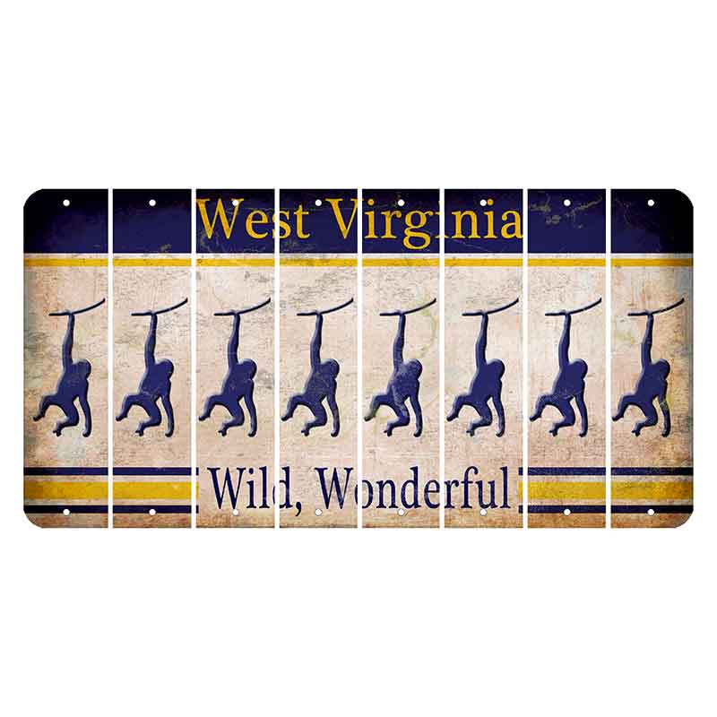 West Virginia Wild Wonderful Cut License Plate Strips (Set of 8) Monkey