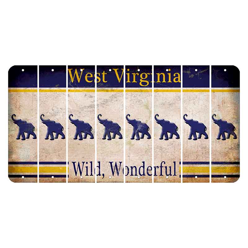 West Virginia Wild Wonderful Cut License Plate Strips (Set of 8) Elephant