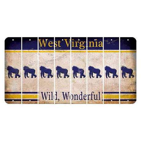 West Virginia Wild Wonderful Cut License Plate Strips (Set of 8) Gorilla