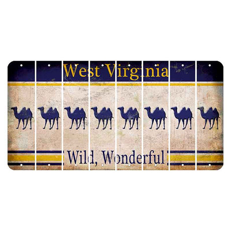 West Virginia Wild Wonderful Cut License Plate Strips (Set of 8) Camel