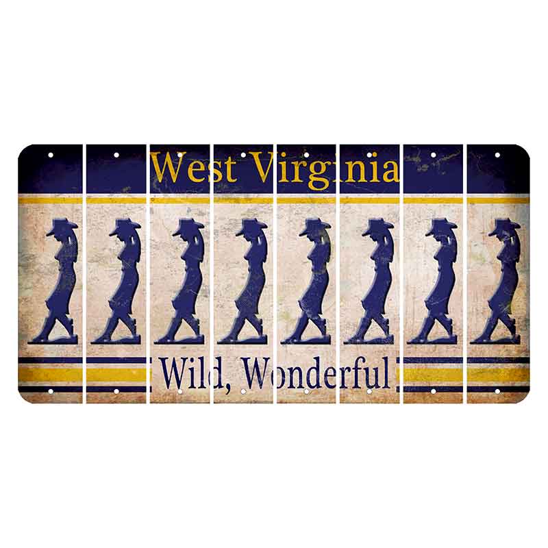 West Virginia Wild Wonderful Cut License Plate Strips (Set of 8) Cowgirl - Leaning