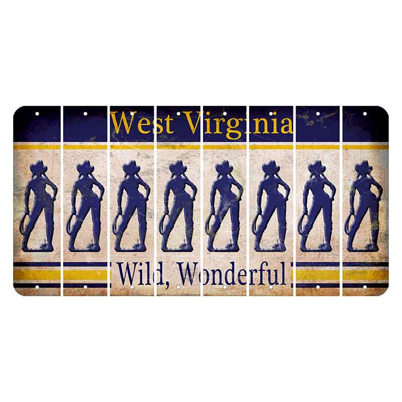 West Virginia Wild Wonderful Cut License Plate Strips (Set of 8) Cowgirl