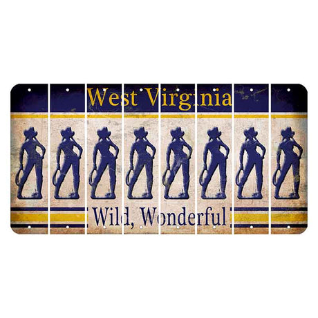 West Virginia Wild Wonderful Cut License Plate Strips (Set of 8) Cowgirl