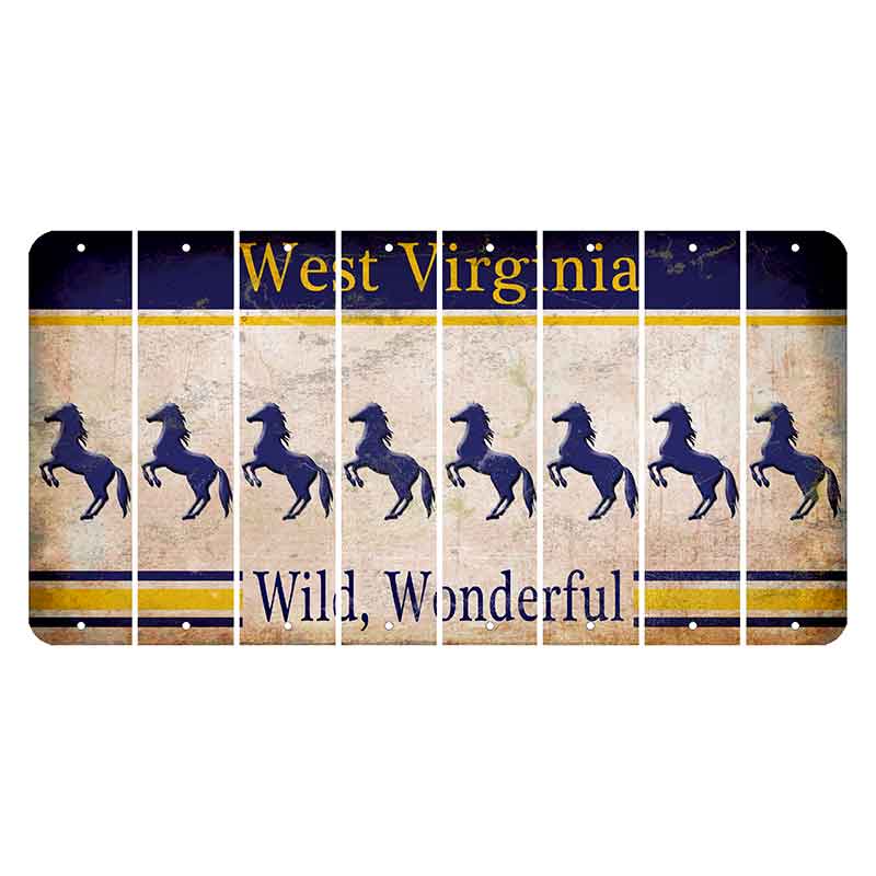 West Virginia Wild Wonderful Cut License Plate Strips (Set of 8) Horse