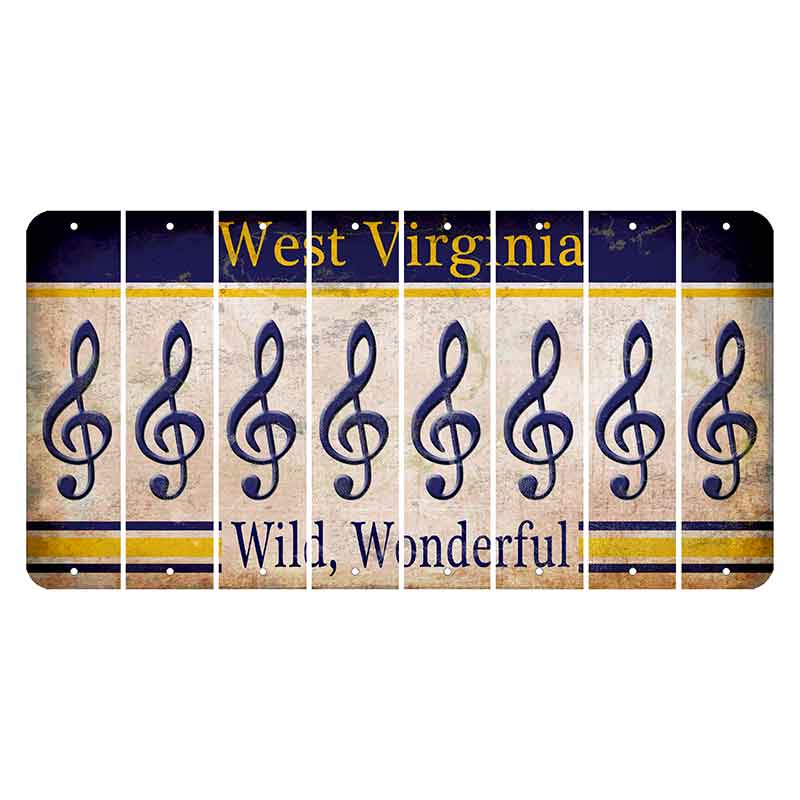 West Virginia Wild Wonderful Cut License Plate Strips (Set of 8) Music Note