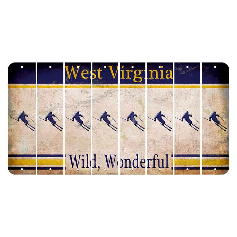 West Virginia Wild Wonderful Cut License Plate Strips (Set of 8) Skier