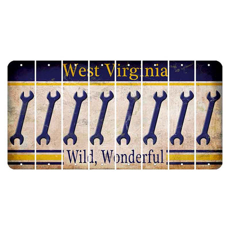 West Virginia Wild Wonderful Cut License Plate Strips (Set of 8) Wrench