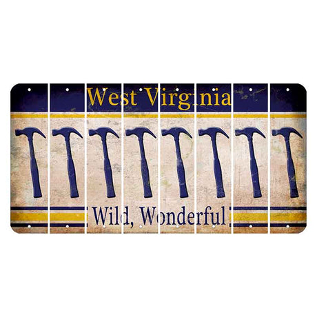 West Virginia Wild Wonderful Cut License Plate Strips (Set of 8) Hammer