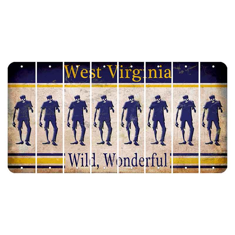 West Virginia Wild Wonderful Cut License Plate Strips (Set of 8) Zombie