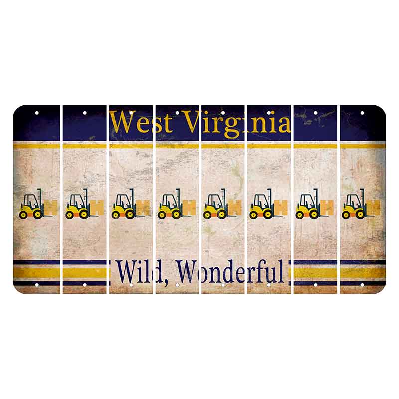 West Virginia Wild Wonderful Cut License Plate Strips (Set of 8) Forklift