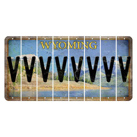 Wyoming Squaretop Mountain Cut License Plate Strips (Set of 8) V