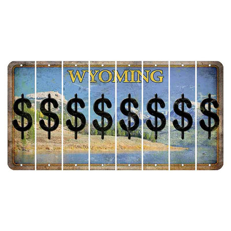 Wyoming Squaretop Mountain Cut License Plate Strips (Set of 8) Dollar Sign