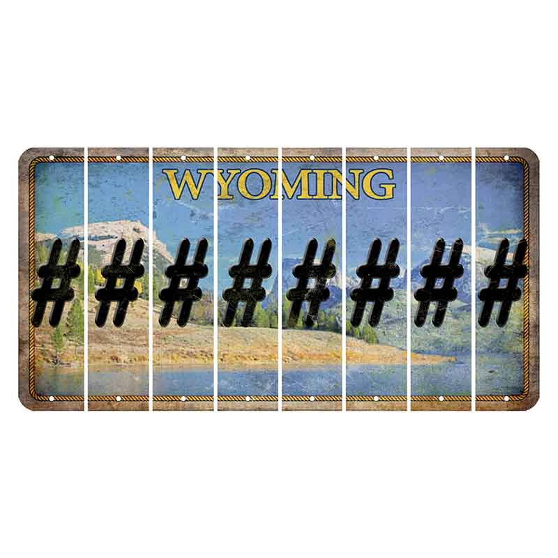 Wyoming Squaretop Mountain Cut License Plate Strips (Set of 8) Hashtag