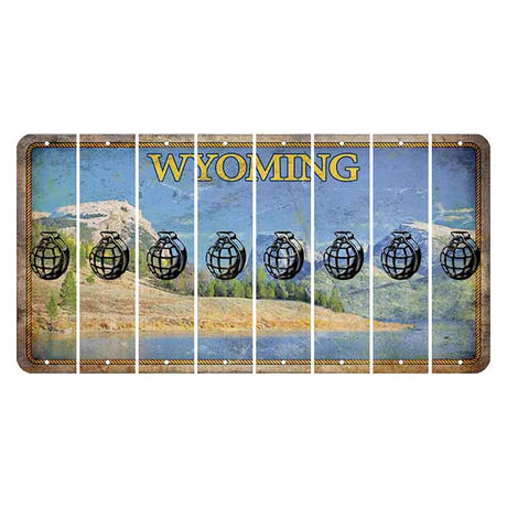 Wyoming Squaretop Mountain Cut License Plate Strips (Set of 8) Grenade